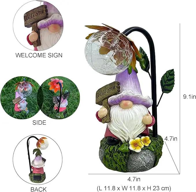 Garden Gnomes Outdoor Statue with Solar Lights Welcome Gnome Home Garden Decor Mom Gifts for Yard Patio Home Garden by GreenHaven Gardens