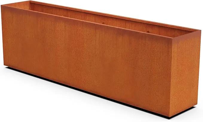 Corten Steel Planter Rectangle Outdoor Metal Garden Box Heavy Duty | Made in USA | Fully Assembled by GreenHaven Gardens
