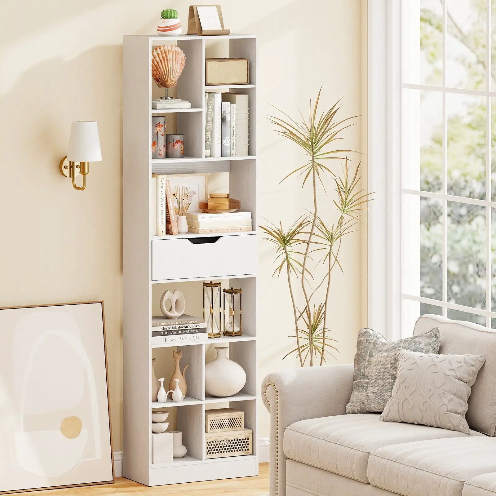 71inch Tall Freestanding Bookcase with Drawer 10-Cube Storage Organizer by DirectDeals