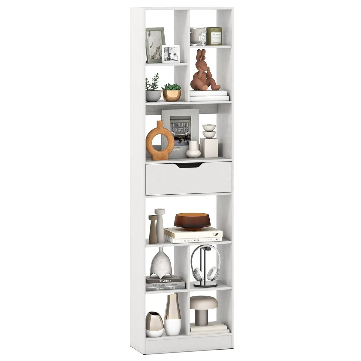 71inch Tall Freestanding Bookcase with Drawer 10-Cube Storage Organizer, photo 6 of 16