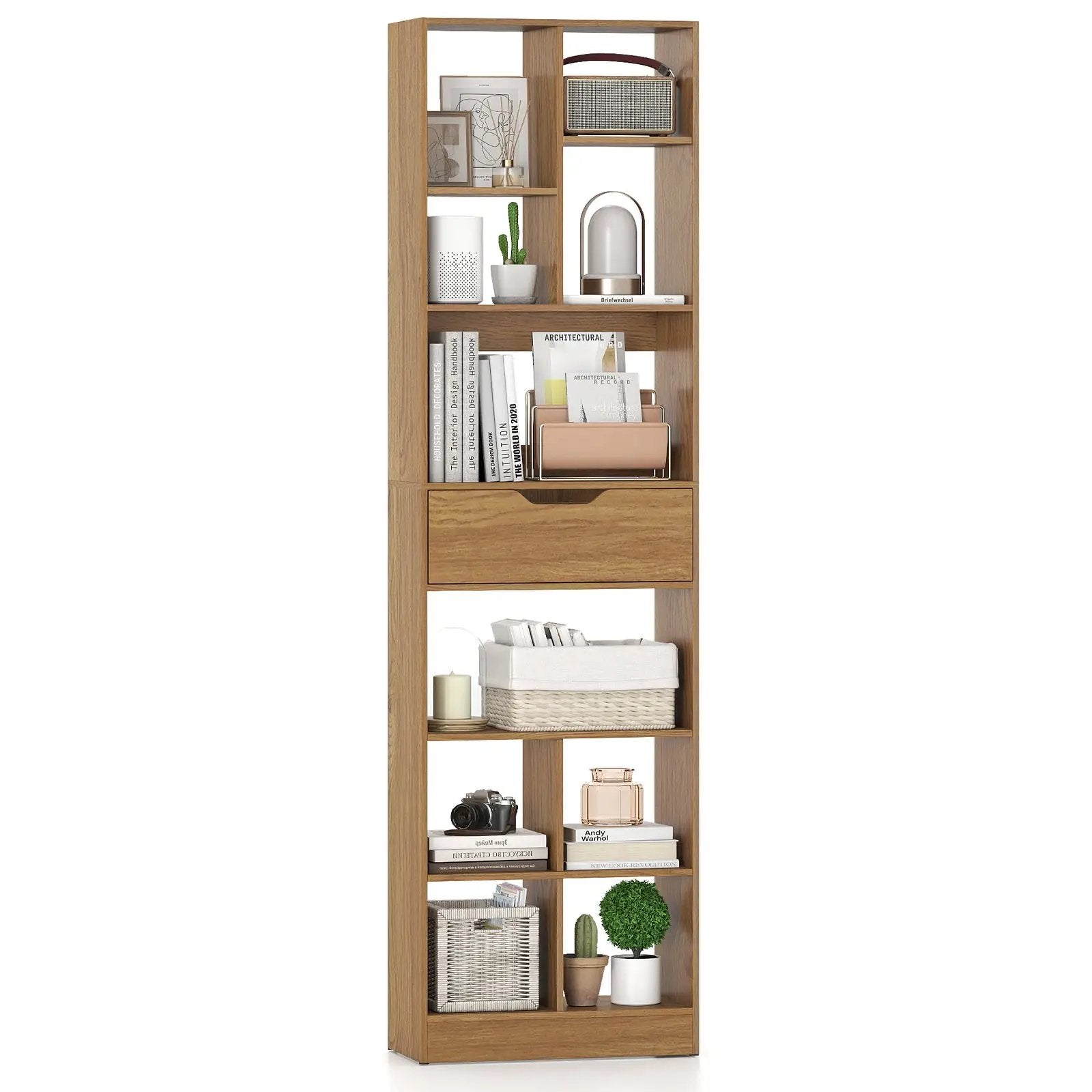 71inch Tall Freestanding Bookcase with Drawer 10-Cube Storage Organizer by DirectDeals