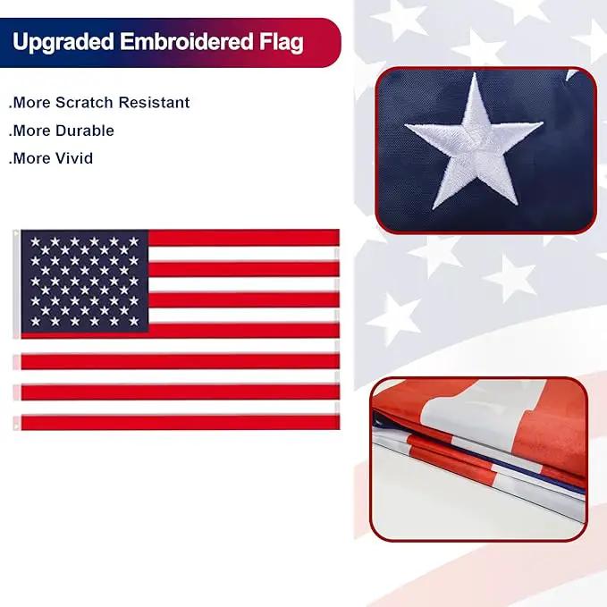 30FT Telescoping Flag Pole Kit, Heavy Duty 16 Gauge Aluminum Outdoor In Ground Flag Poles with Embroidered 3x5 USA Flag, for Residential or Commercial,Garden,Yard Flag Poles by GreenHaven Gardens