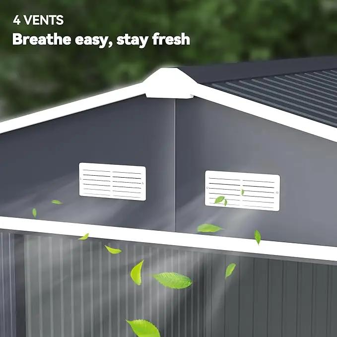 Outsunny 11' x 9' Outdoor Storage Shed, Garden Tool Metal Shed with Foundation Kit, Double Lockable Door, Air Vents and Sloping Roof, for Backyard, Patio, Lawn, Dark Gray by GreenHaven Gardens