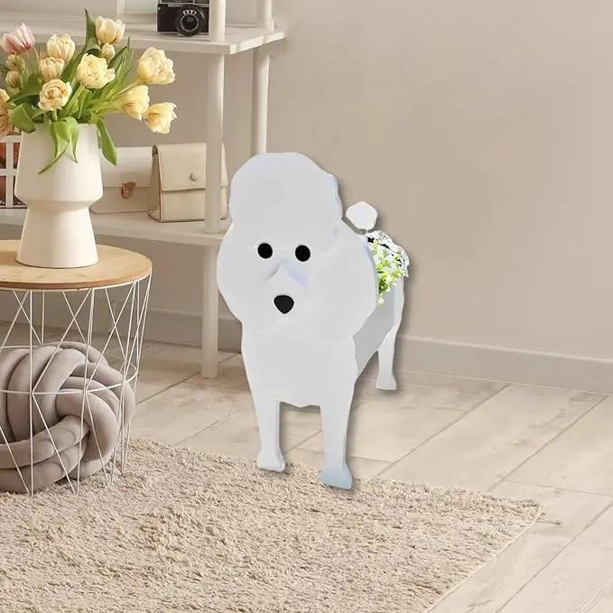 Poodle Dog Planter Plant Pots,Cute Garden Dog Flower Planter,Dog Planters Birthday Gifts for Women,Office,Indoor/Outdoor Decor（9.45 * 8.35 * 13.39in） by GreenHaven Gardens