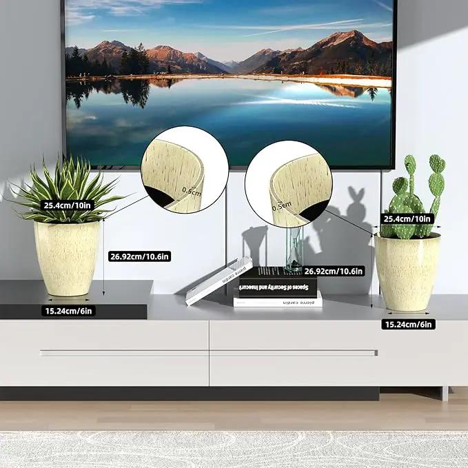 QCQHDU Plant Pots Set of 2 Pack,10 Inch Plant Pot for Indoor and Outdoor Plants with Drainage Hole,Flower Pots Modern Decorative Planter for Garden Plants (Beige) by GreenHaven Gardens