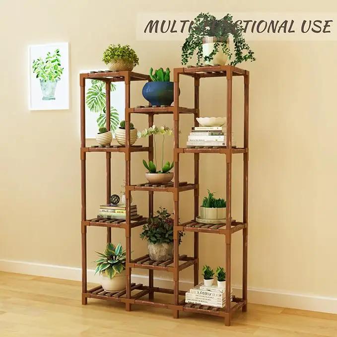 Plant Stand Indoor Outdoor, 11 Tier Large Wood Plant Stand, Garden Shelves, Flower Stand for Living Room Patio Corner by GreenHaven Gardens