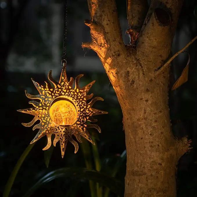 Solar Lights Outdoor Garden Decor Hanging Lanterns Decoration Metal Sunflower Gifts Waterproof for Yard Clearance Front Porch Lawn Driveway Patio Backyard Pathway Gardening Gift by GreenHaven Gardens