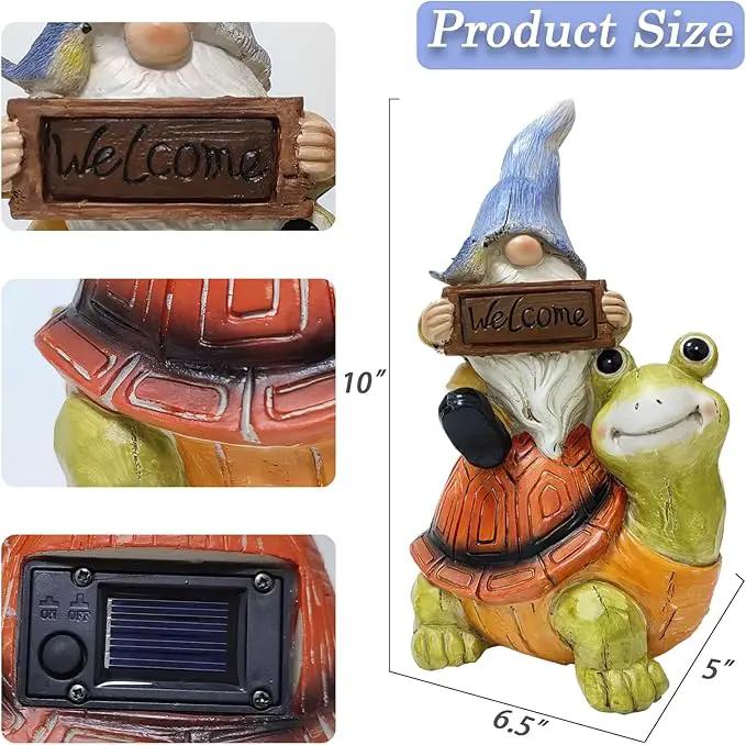 Welcome Solar Gnome Clearance Riding Turtle Statue for Garden Decor - Solar Outdoor Christmas Statue Sculpture Home and Garden Decor for Patio,Yard,Balcony Ornament,Turtle Figurine Light Gifts by GreenHaven Gardens