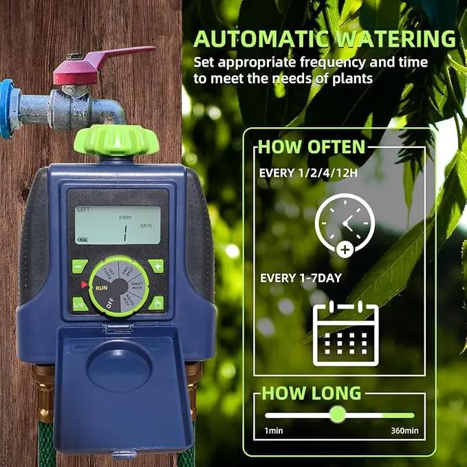 2 Outlet Garden Automatic Water Timer Digital Electronic Solenoid Valve Sprinkler Timer Waterproof Controller System Blue by GreenHaven Gardens
