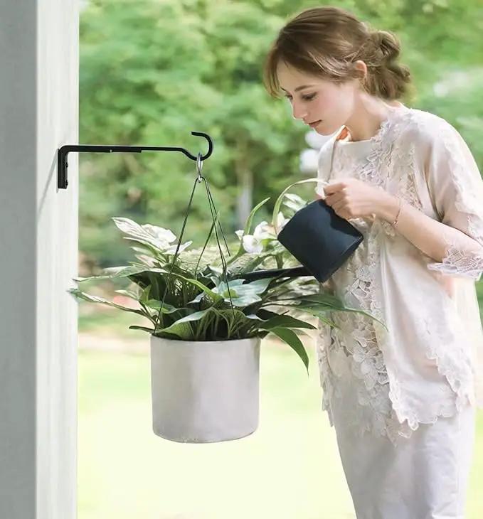 15 Inch 2 Black Pack Heavy Duty Outdoor Plant Hangers for Hanging Baskets, Iron Hanging Plant Brackets for Hanging Plants Outside, Metal Plant Hooks Plant Wall Hooks for Hanging Lantern, Bird Feeder by GreenHaven Gardens