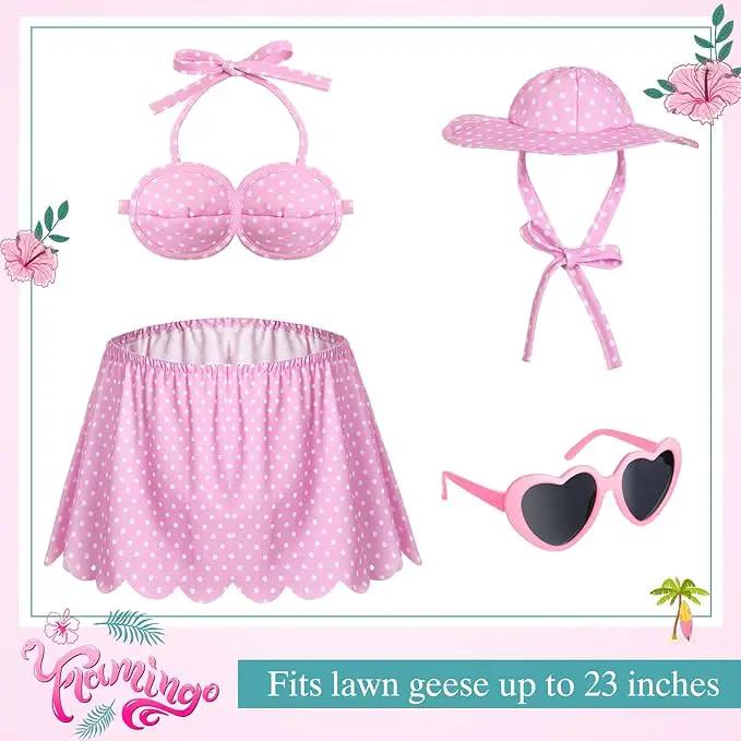 Bikini Goose Outfit Lawn Goose Clothing Porch Goose Outfits Summer Yard Goose Outfits Hawaiian Luau Goose Outfit for 23'' Lawn Goose Outdoor Decoration (Pink) by GreenHaven Gardens