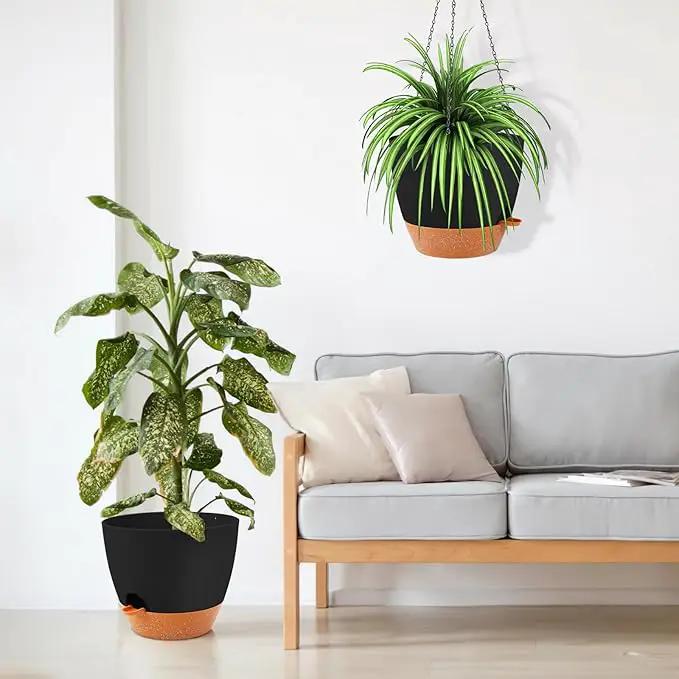 GARDIFE Large Hanging Planter, 12 inch Hanging planters for Indoor. Outdoor Plants, Self Watering Plant Pot, Plant Hanger, Black by GreenHaven Gardens