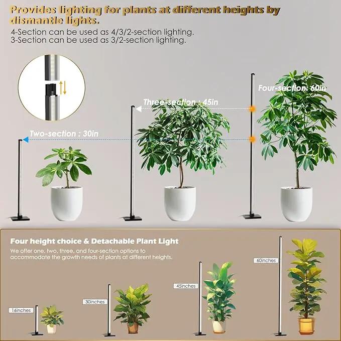 GLOWRIUM Standing Grow Light with Auto-Timer, 36W Vertical Grow Lights for Indoor Plants,3 Light Modes,268 LEDs Detachable Full Spectrum Plant Lights for Wide Area Coverage in Indoor Plants (60 in) by GreenHaven Gardens