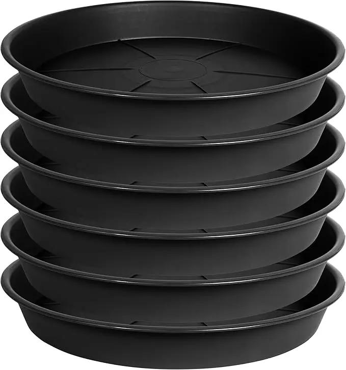 6 Pack of Plant Saucer 6 inch, Black Plastic Flower Plant Pot Saucer, Heavy Duty Plant Drip Trays Saucers for Indoor, Plant Water Tray for Planters by GreenHaven Gardens