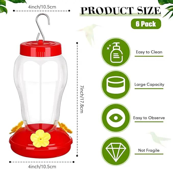 6 Pcs Hummingbird Feeder with Hanging Wires for Outdoor Hanging 16 oz Plastic Hummingbird Feeders Bird Feeder for Outside Wild Bird Feeder with 5 Feeding Ports for Home Garden Yard, Easy Filling by GreenHaven Gardens