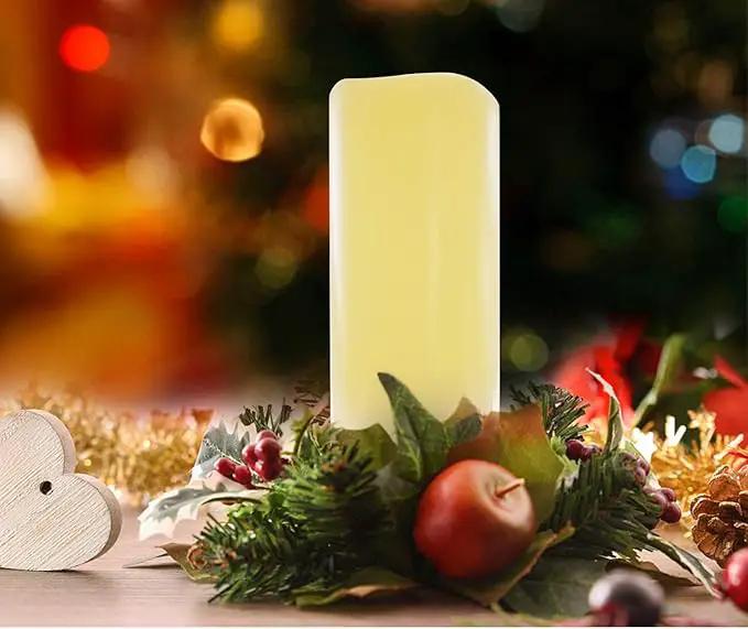 iZAN 2 PCS Outdoor Flameless LED Pillar Candle with Remote & Timer - Long Lasting Waterproof Flickering Battery Operated Electric Candle for Christmas Lantern Party Wedding Decoration 3"x8" by GreenHaven Gardens