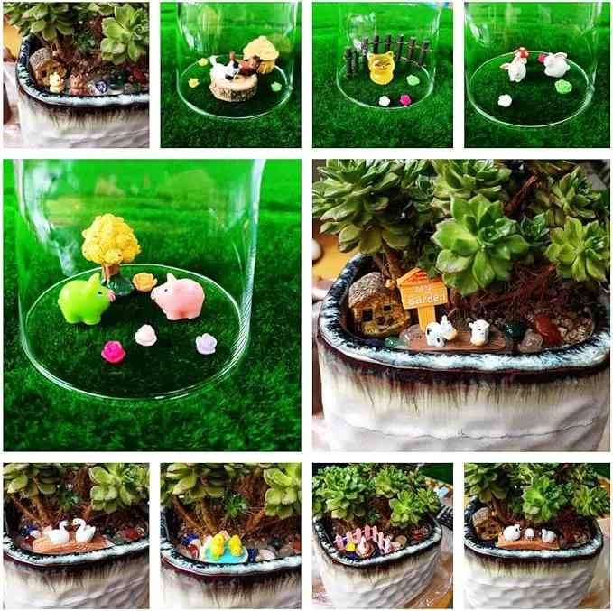 100 Pcs Mini Resin Animals Figures, Farm Tiny Plastic Animals Figurines to Hide Miniature Fairy Garden Decorations Accessories by GreenHaven Gardens