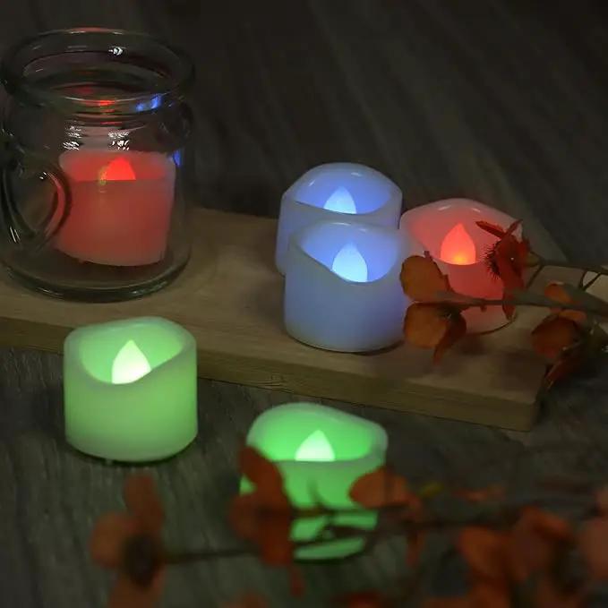 CANDLE CHOICE Color Changing Battery Operated Flameless Tea Lights Bright Flickering LED Tealight Votive Candles Wedding Party Table Centerpieces Halloween Christmas Decorations Batteries Incl 24 Pack by GreenHaven Gardens