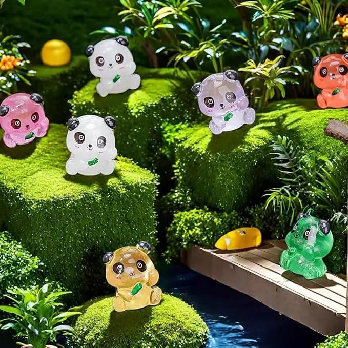 35 Pcs Mini Panda Figurines Luminous Miniature Cute Resin Animals Glow in The Dark Tiny Panda Landscape Decoration Resin Figures DIY Accessories Ornament Craft Party Cake Topper by GreenHaven Gardens