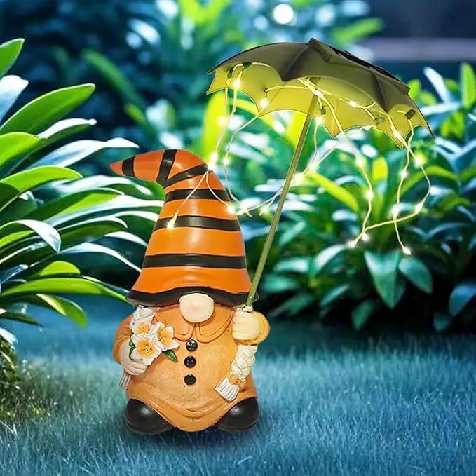 Garden Gnomes Outdoor Statues Decorations - Solar Gnome Figures with Umbrella Lights,Gnome Ornaments,Outside Patio Lawn Yard Art Decor,Funny Garden Gnomes Gifts for Women/Mom Birthdays by GreenHaven Gardens