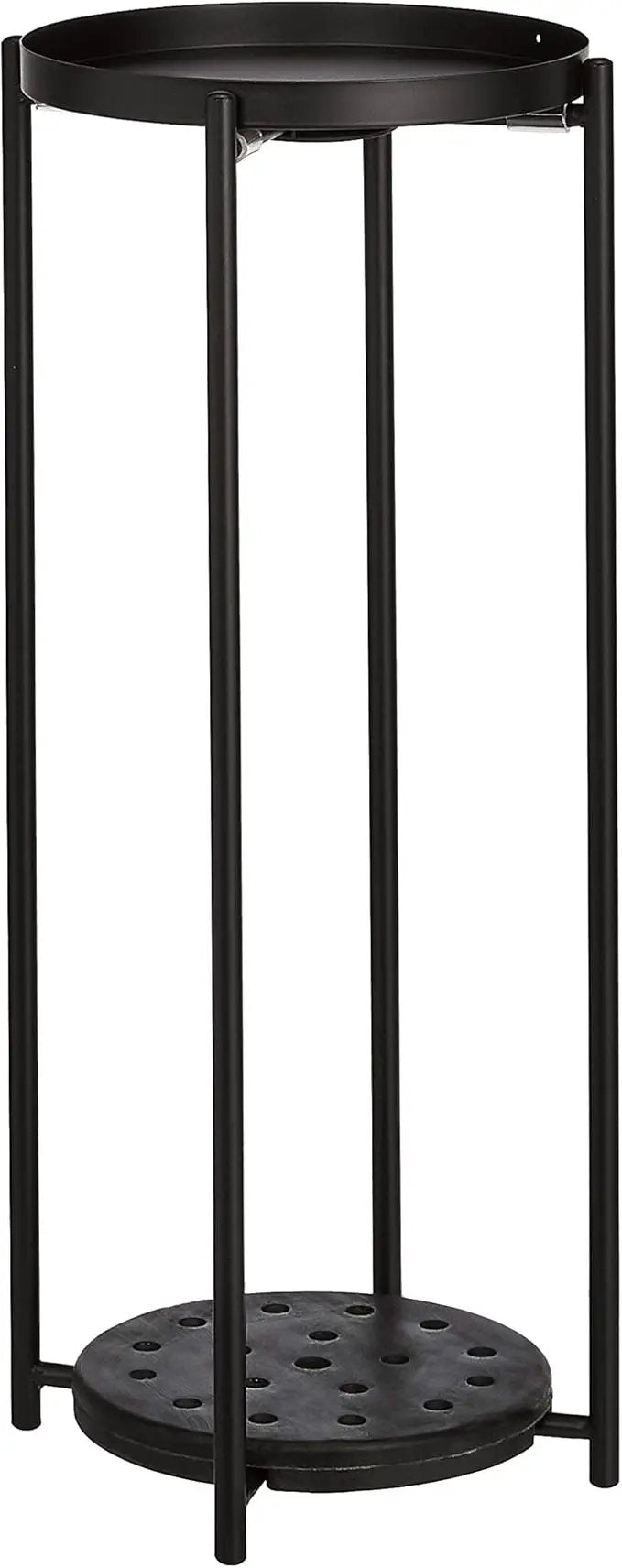 Amazon Basics Two-Tier Metal Metal Round Plant Stand, Black by GreenHaven Gardens