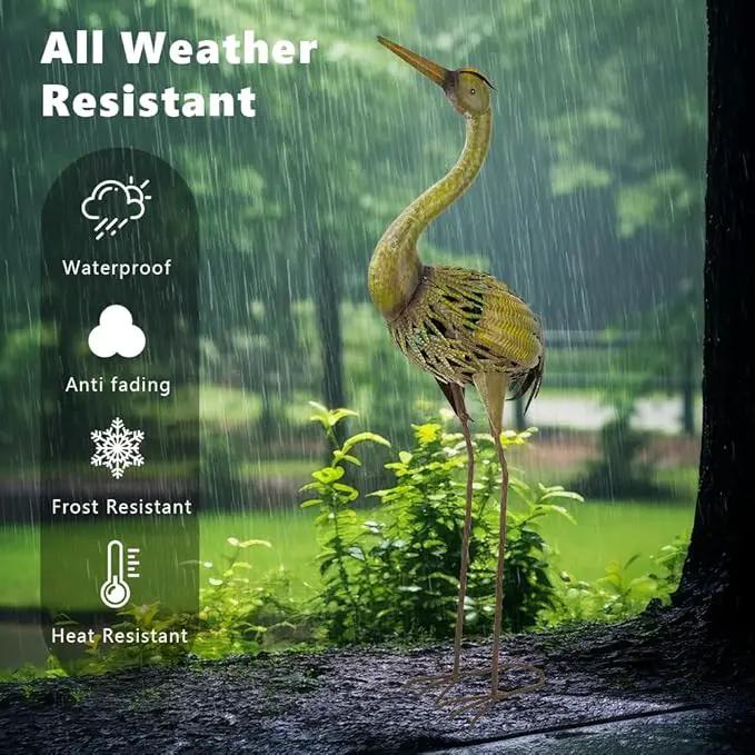 VEWOGARDEN Heron Outdoor Statues Metal Crane Garden Sculptures & Statues for Yard Lawn Patio Pool Outside Decorations, Green by GreenHaven Gardens