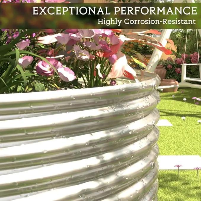 FRIZIONE 2pcs Tall 8x4ft Galvanized Raised Garden Bed Outdoor,Steel Garden Bed for Vegetables,Above Ground Garden Box for Flower,Metal Raised Beds for Gardening by GreenHaven Gardens