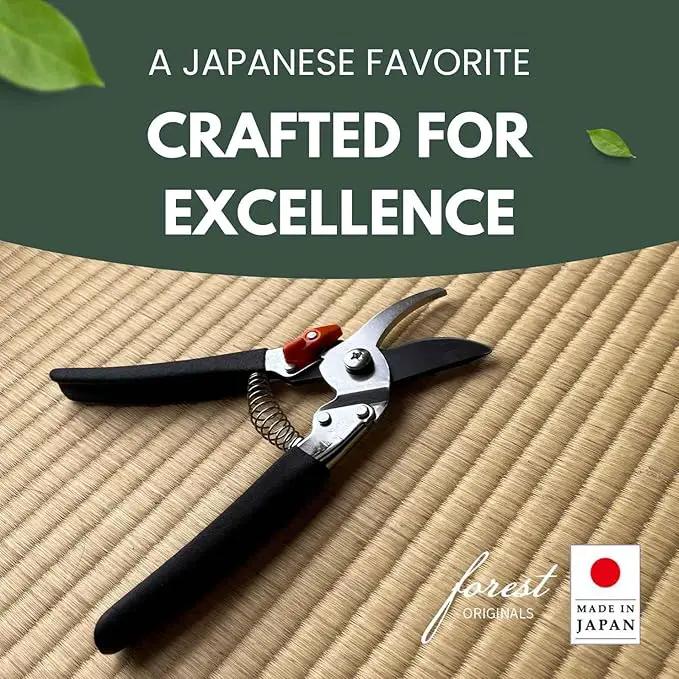 Saboten 7.9" Japanese Pruning Shears - forest Originals, Premium Steel Blades, Made in Japan, Rust Resistant, Gardening Scissors with Duracon Safety Lock by GreenHaven Gardens