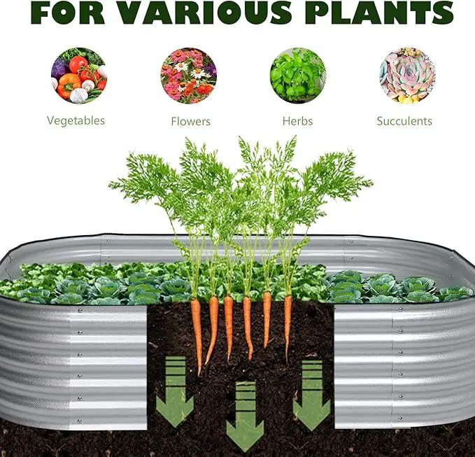 BPS 6-in-1 Metal Raised Garden Bed, 5.5x4 FT Galvanized Planter Raised Beds for Vegetables, Flowers 17'' Extra Tall by GreenHaven Gardens