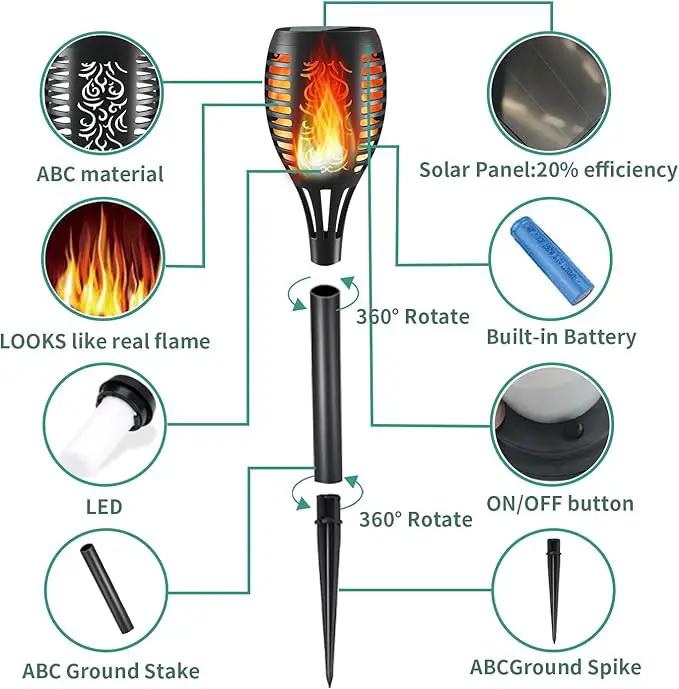 Solar Lights Outdoor, 12LED Tiki Solara Torch Light with Flickering Flame,IP65 Waterproof Mini Solar Torch Light for Outside Garden Patio Pathway Yard Decorations (8pcs) by GreenHaven Gardens