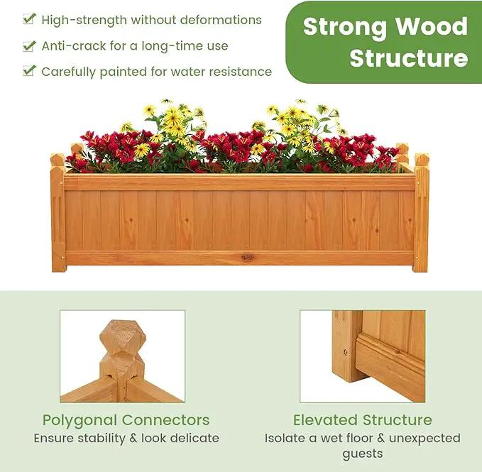 HAPPYGRILL Raised Garden Bed, Elevated Planter Box with Drainage Holes, Outdoor Wood Planter Container for Vegetables Flowers & Herbs, Planter Raised Beds for Garden, Patio, Balcony by GreenHaven Gardens