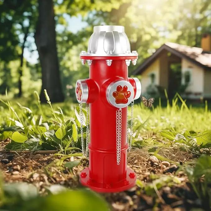 Fake Fire Hydrant Statues for Dogs to Pee On, 14.5" Solar Light Fire Hydrant with Glowing Paw Prints for Garden Statues Lawn Outdoor Decorations by GreenHaven Gardens