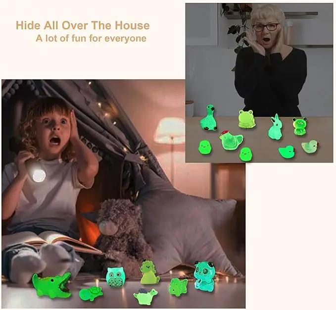 Luminous Mini Resin Animals 250Pcs Tiny Animals Bulk Glow in The Dark Mini Ducks Owls Frogs Pandas Rabbits Mushrooms for Miniature Garden Micro Landscape Aquarium Potted Decoration by GreenHaven Gardens