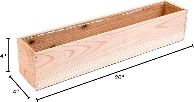 20" Rectangular Rustic Wood Planter with Plastic Liner l Rose Wood l Country Style, Home and Wedding Decorations, Garden Ornaments (20x4 Set of 2, Rose Wood) by GreenHaven Gardens