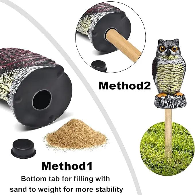 2 Packs Fake Plastic Owl Statue, Multicolor Garden Owl Statue, Plastic Statue for House, Garden, Pool, Yard. by GreenHaven Gardens