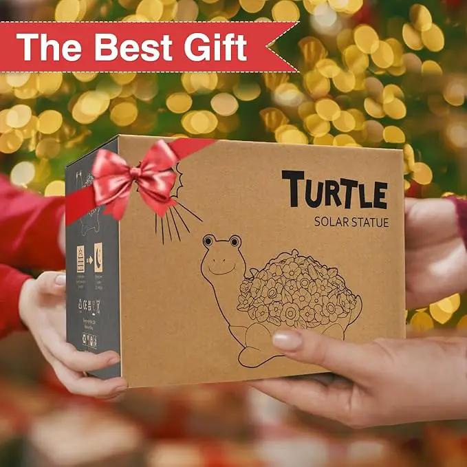 Garden Turtle Statue with Succulent Flowers & Solar LED Lights - Perfect Outdoor & Home Decor Gifts, Turtle Gifts for Women, Mom, Birthdays (Turtle) by GreenHaven Gardens