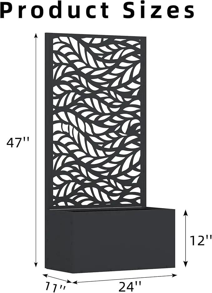 Casaphoria Metal Raised Garden Bed with Trellis and Wheels, 47"x24"x12" Planter Box for Climbing Plants, Vegetables & Vines, Features Drainage Holes and Privacy Screen (Black-Spring) by GreenHaven Gardens