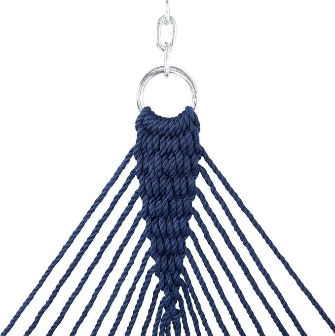 Original Pawleys Island Large Navy DURACORD Rope Hammock with Extension Chains & Tree Hooks, Handcrafted in The USA, 450 LB Weight Capacity, 13 ft. x 55 in. by GreenHaven Gardens