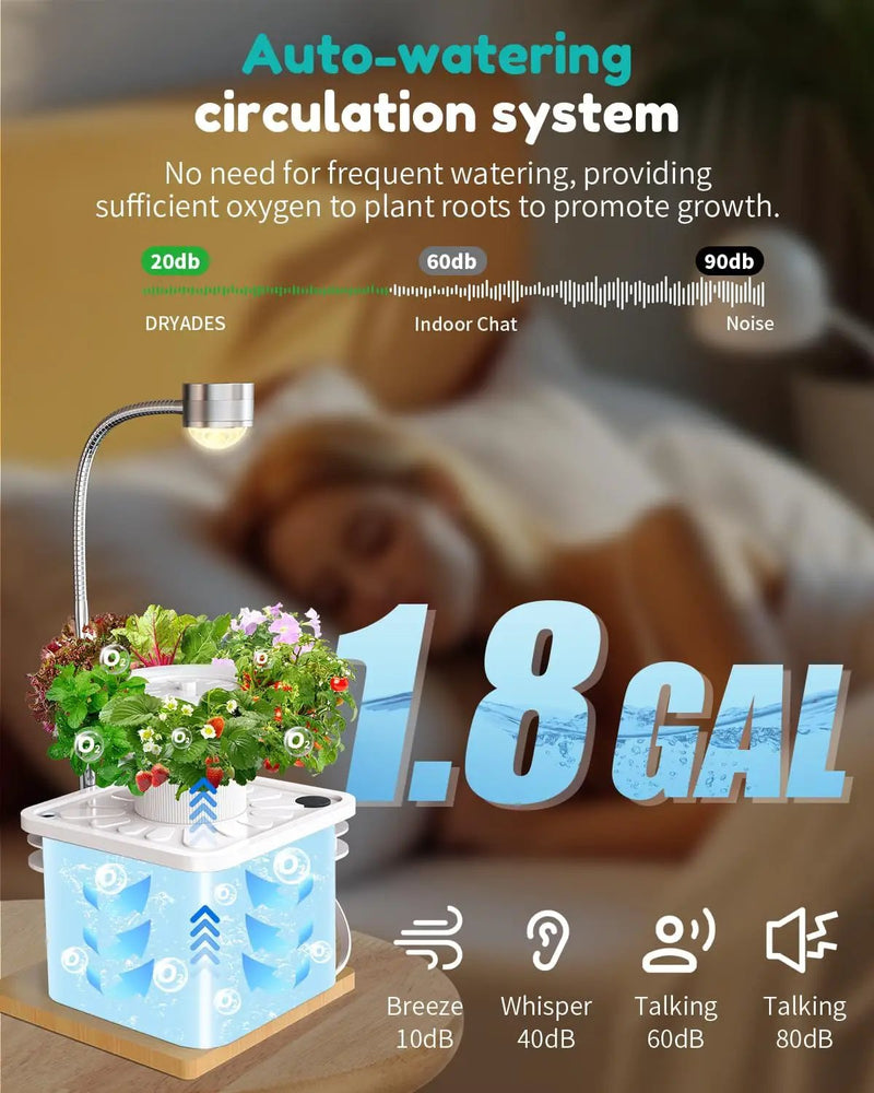 Indoor Herb Garden Growing System Kit, 6 Pods Hydroponics System with LED Grow Light, Hydroponic Planter for Home Kitchen Windowsill, White by GreenHaven Gardens