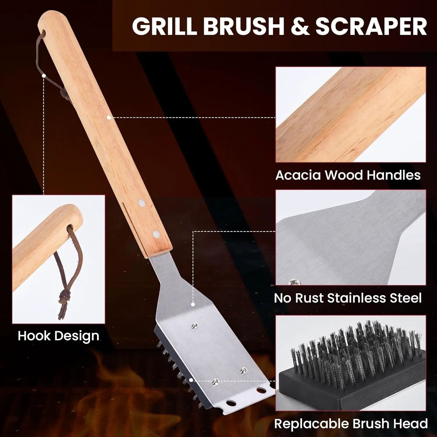 1x Steam Grill Brush for Outdoor Sponge Grill-Steam Grill Cheaning Scraper BBQ Brush-BBQ Accessory Grill Tools Heavy Duty Brush for Grill Cleaning Scraper + Bristle Free Grill Brushs for Any Grill by GreenHaven Gardens