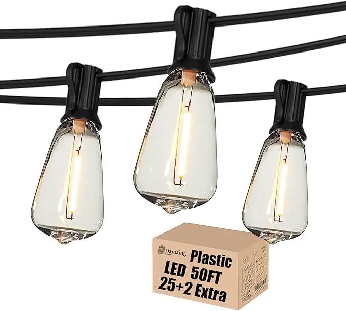 DAMAING Outdoor String Lights 50 FT Waterproof Patio Light String Lights with 27 ST38 Vintage Shatterproof LED Edison Bulbs,Retro Connectable Bistro Lights for Backyard Gazebo Balcony. by GreenHaven Gardens