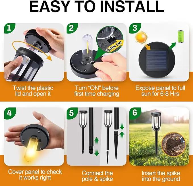 Solar Pathway Lights Outdoor, Bright Solar Lights Outdoor Waterproof IP65, Auto On/Off Driveway Patio Light, LED Solar Garden Lights Landscape Lighting for Walkway Lawn Yard (4 Pack) by GreenHaven Gardens