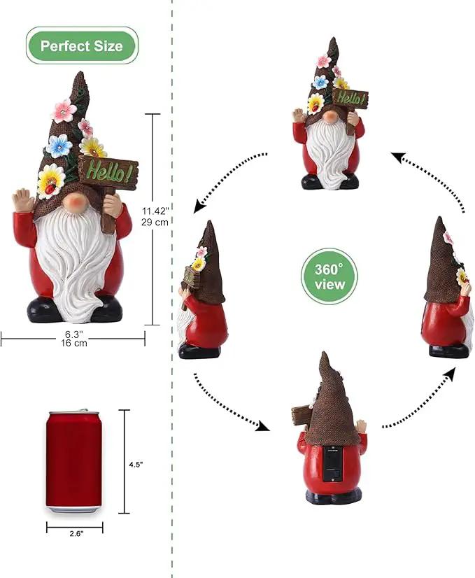 Gnome Solar Statues for Garden Decor - Outdoor Decorations Art Figurine for Patio Balcony Yard Lawn by GreenHaven Gardens