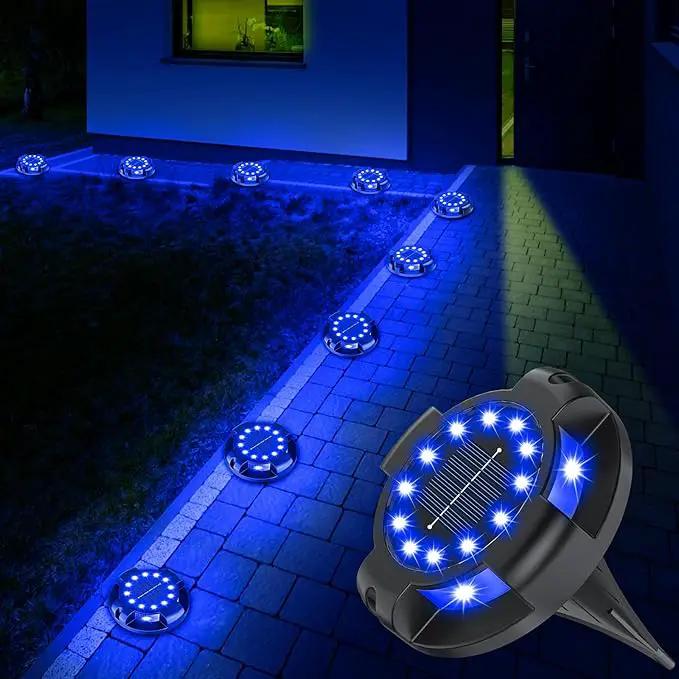 Solar Pathway Lights Outdoor 12 Packs, Bright Blue 16 LEDs Solar Ground Lights Walkway Lights with Side Light, Waterproof Solar Deck Light for Yard Walkway Garden Poolside Driveway Decorations by GreenHaven Gardens