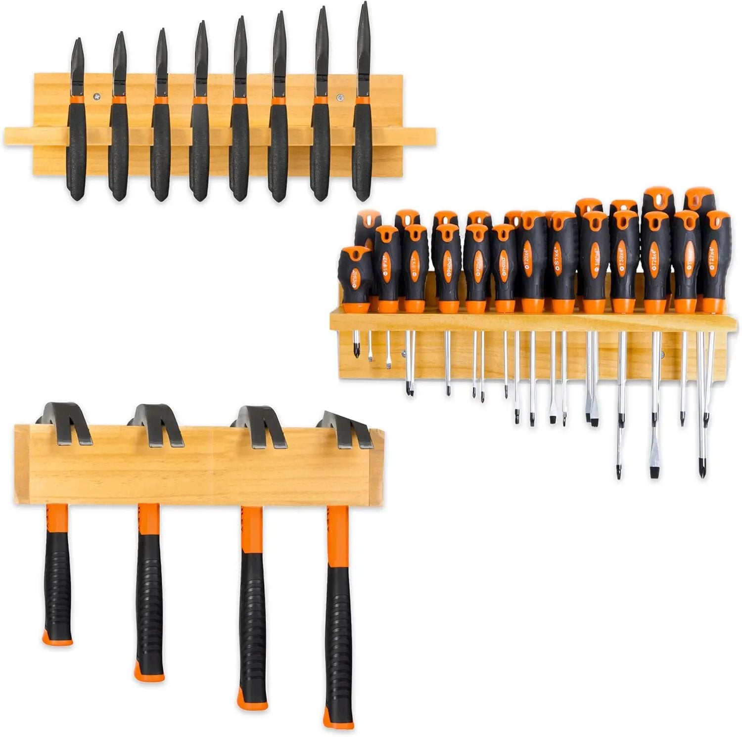 Screwdriver Organizer, Hammer Holder and Pliers Rack - Wall Mount Workshop Hand Tool Organizers and Storage by GreenHaven Gardens