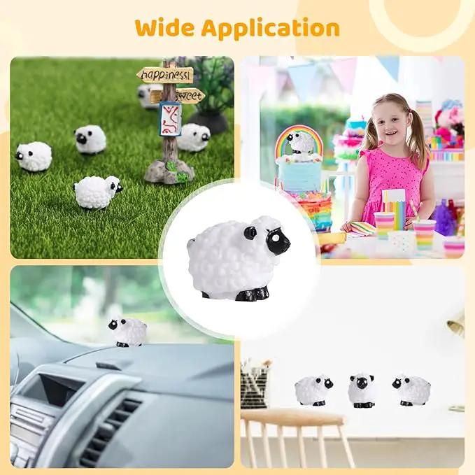 100Pcs Mini White Sheep Figurines, Miniature Resin Sheep Figurines, Mini Cute Resin White Sheep Ornaments, Little Outdoor Moss Landscape Figurines, Tiny Fairy Garden Animal Cake Toppers by GreenHaven Gardens