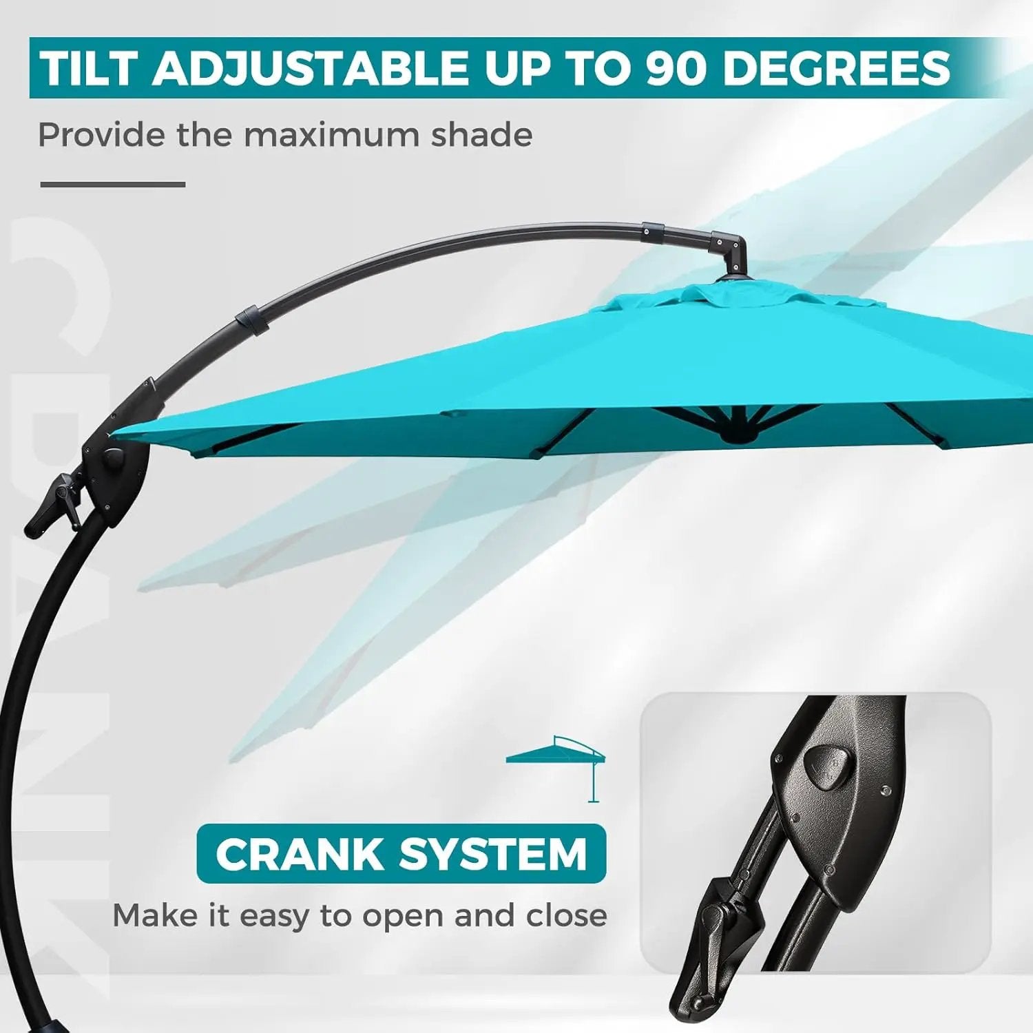 Grand patio 12 FT Sunbrella Cantilever Umbrella with Base Outdoor Aluminum Offset Umbrella with Tilt Adjustment (Aruba, 12 FT-SUNBRELLA) by GreenHaven Gardens