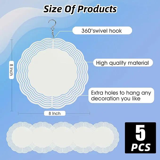5 Pack Sublimation Wind Spinner Blanks 8 Inch Wind Spinners Sublimation Blanks 3D Aluminum Metal Wind Spinners for Yard and Garden Indoor Outdoor Window Porch Front Door Decoration Round by GreenHaven Gardens