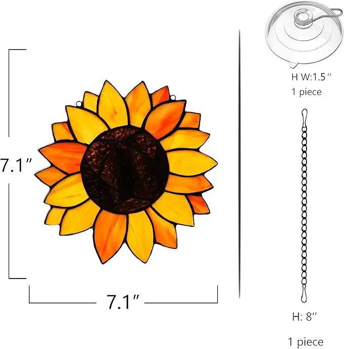BOXCASA Sunflower Gifts Stained Glass Window Hangings,Sunflower Suncatcher Best Teacher Gifts for Women,Sunflower Decor Suncatcher for Window,Home Decor,Gift for Teacher Mother Grandma by GreenHaven Gardens