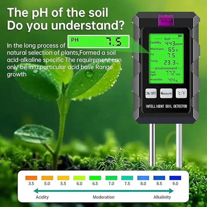 6-in-1 Soil Moisture Meter, Soil Test Kit with Soil Moisture/pH Meter/Temperature/Sunlight/Air Humidity/Soil Fertility, Soil Tester for Farming, Gardening and Outdoor Plants (2*AAA Battery Needed) by GreenHaven Gardens